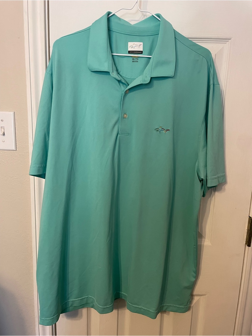 Greg Norman Collection Men's Polo in Teal Green
